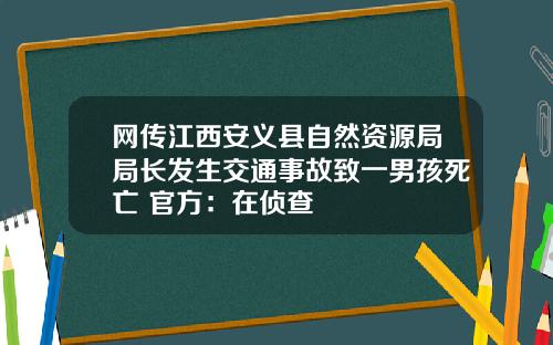 网传江西安义县自然资源局局长发生交通事故致一男孩死亡 官方：在侦查