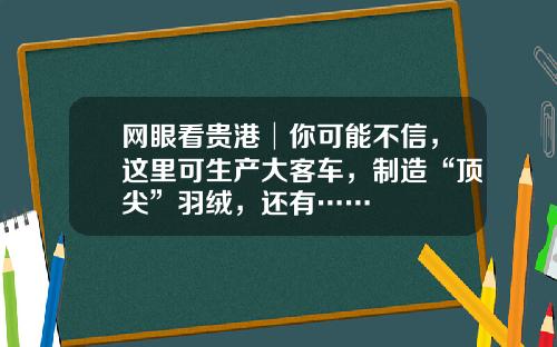 网眼看贵港│你可能不信，这里可生产大客车，制造“顶尖”羽绒，还有……