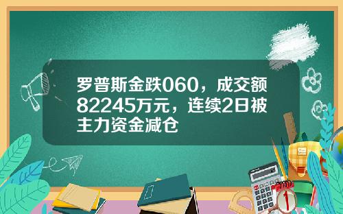罗普斯金跌060，成交额82245万元，连续2日被主力资金减仓