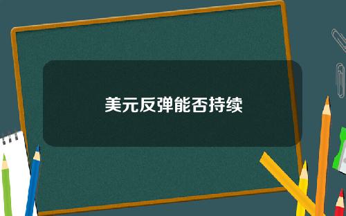 美元反弹能否持续