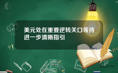 美元处在重要逆转关口等待进一步清晰指引