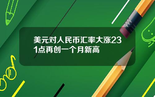 美元对人民币汇率大涨231点再创一个月新高