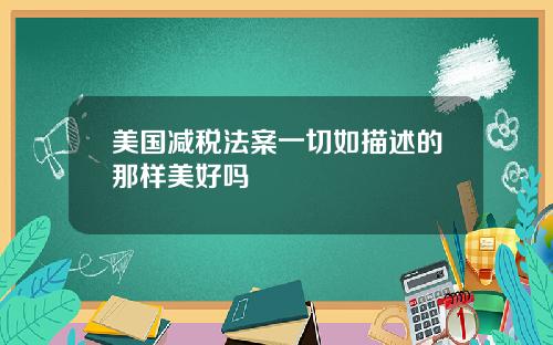美国减税法案一切如描述的那样美好吗