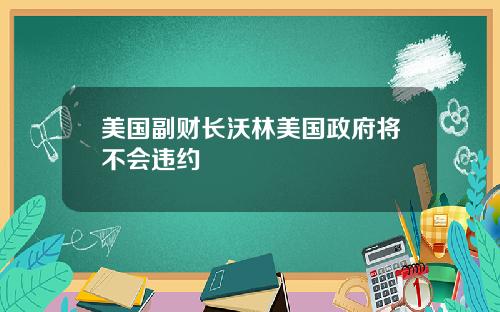 美国副财长沃林美国政府将不会违约