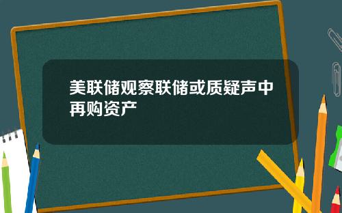 美联储观察联储或质疑声中再购资产