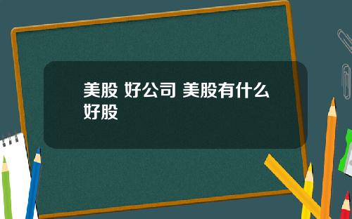 美股 好公司 美股有什么好股