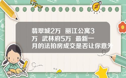 翡翠城2万+ 丽江公寓3万+ 武林府5万+ 最新一月的法拍房成交是否让你意外