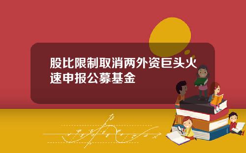 股比限制取消两外资巨头火速申报公募基金