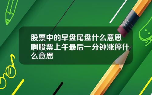 股票中的早盘尾盘什么意思啊股票上午最后一分钟涨停什么意思