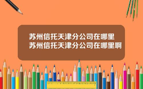 苏州信托天津分公司在哪里苏州信托天津分公司在哪里啊