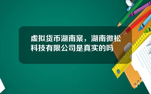 虚拟货币湖南案，湖南微松科技有限公司是真实的吗