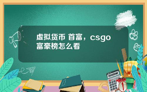 虚拟货币 首富，csgo富豪榜怎么看