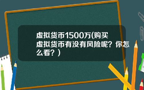 虚拟货币1500万(购买虚拟货币有没有风险呢？你怎么看？)