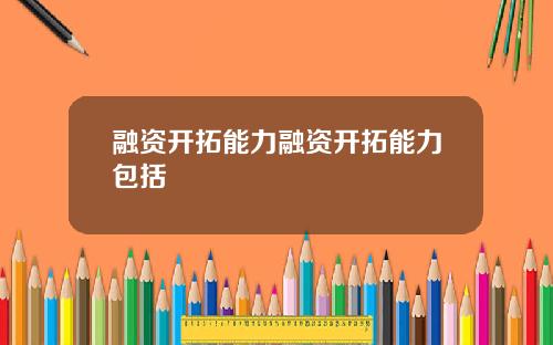 融资开拓能力融资开拓能力包括