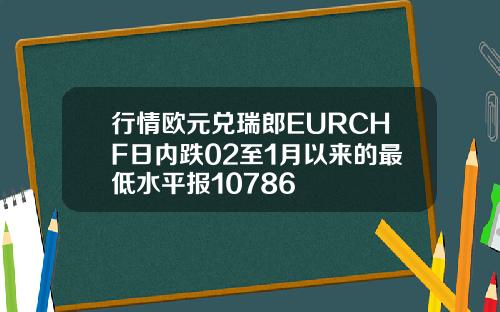 行情欧元兑瑞郎EURCHF日内跌02至1月以来的最低水平报10786