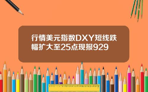 行情美元指数DXY短线跌幅扩大至25点现报929
