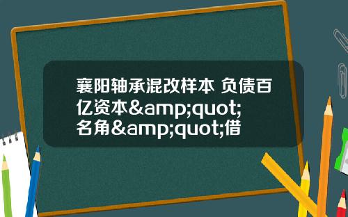 襄阳轴承混改样本 负债百亿资本&quot;名角&quot;借银行42亿跨界_1