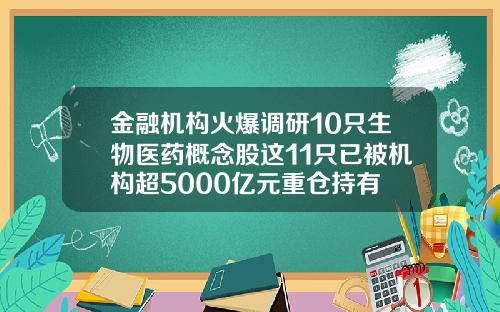 金融机构火爆调研10只生物医药概念股这11只已被机构超5000亿元重仓持有