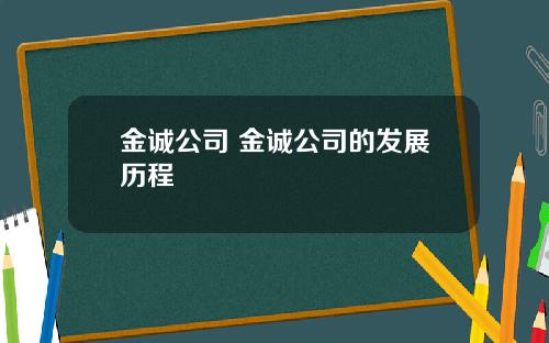 金诚公司 金诚公司的发展历程