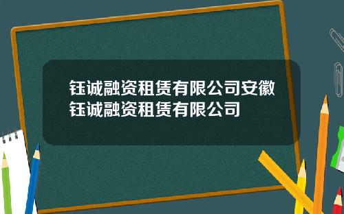 钰诚融资租赁有限公司安徽钰诚融资租赁有限公司