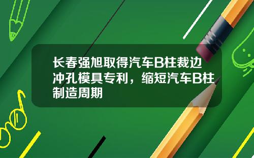 长春强旭取得汽车B柱裁边冲孔模具专利，缩短汽车B柱制造周期