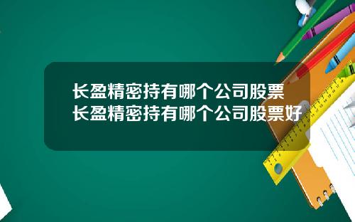 长盈精密持有哪个公司股票长盈精密持有哪个公司股票好