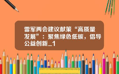 雷军两会建议献策“高质量发展”：聚焦绿色低碳，倡导公益创新_1