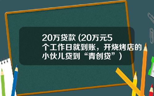 20万贷款 (20万元5个工作日就到账，开烧烤店的小伙儿贷到“青创贷”)