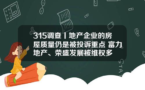 315调查丨地产企业的房屋质量仍是被投诉重点 富力地产、荣盛发展被维权多