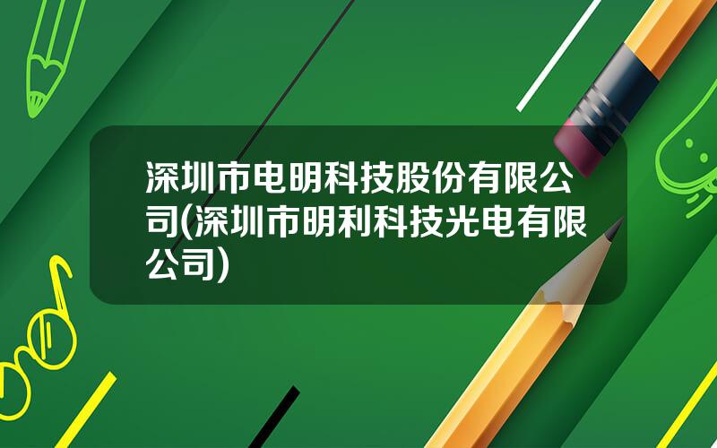 深圳市电明科技股份有限公司(深圳市明利科技光电有限公司)