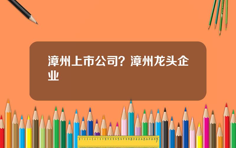 漳州上市公司？漳州龙头企业