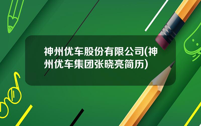 神州优车股份有限公司(神州优车集团张晓亮简历)