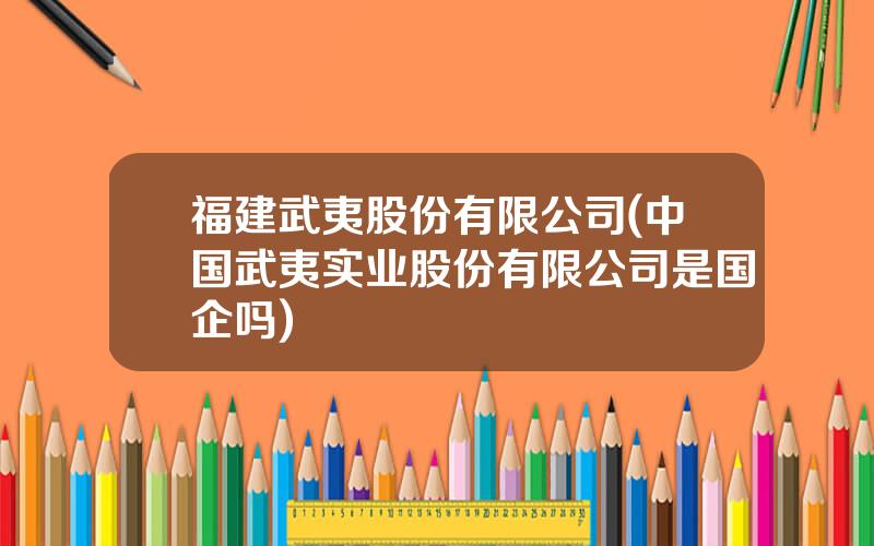 福建武夷股份有限公司(中国武夷实业股份有限公司是国企吗)