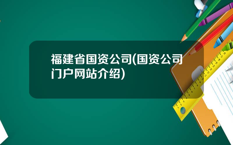 福建省国资公司(国资公司门户网站介绍)