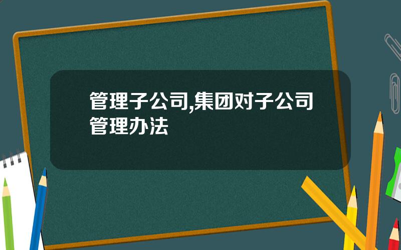管理子公司,集团对子公司管理办法