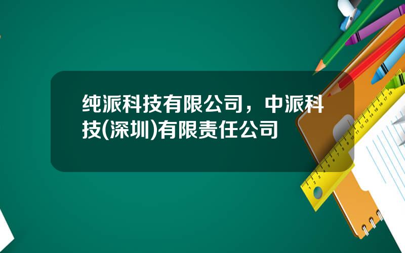 纯派科技有限公司，中派科技(深圳)有限责任公司