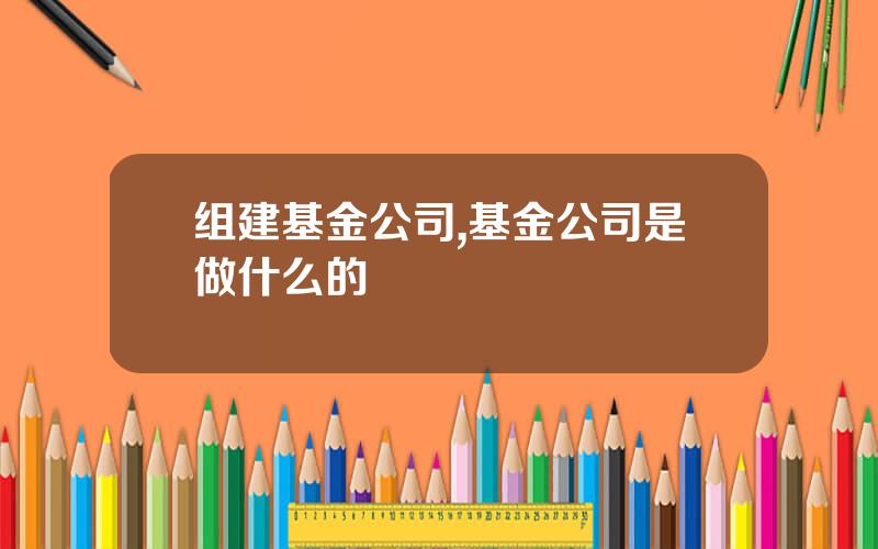 组建基金公司,基金公司是做什么的