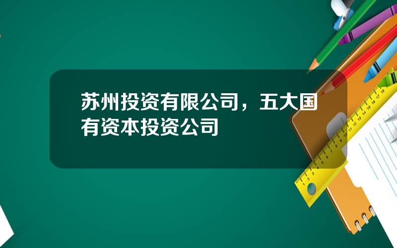 苏州投资有限公司，五大国有资本投资公司