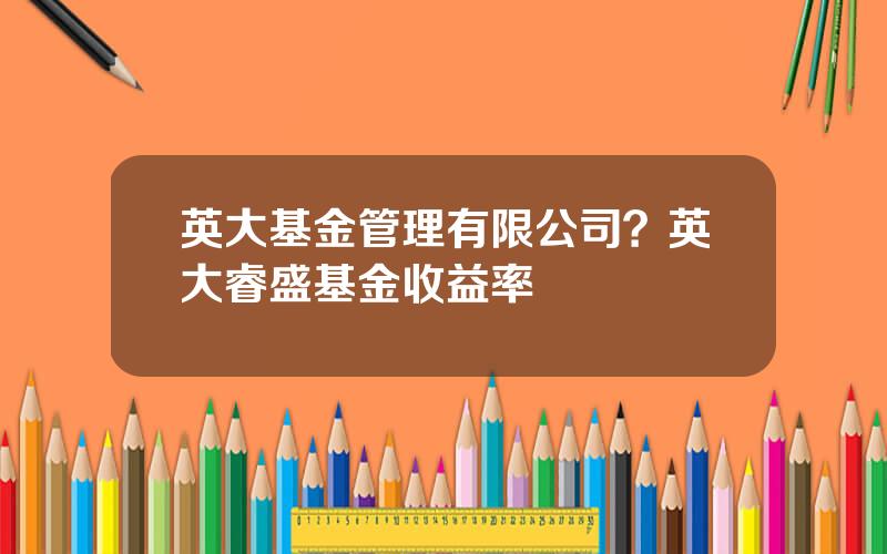 英大基金管理有限公司？英大睿盛基金收益率