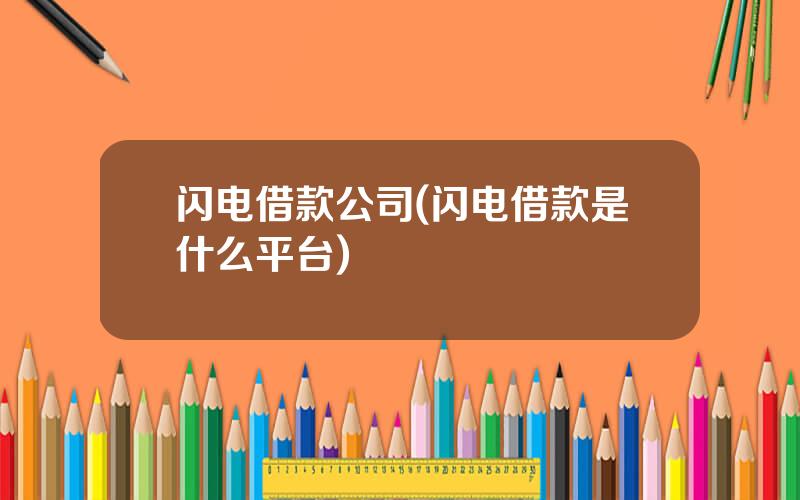 闪电借款公司(闪电借款是什么平台)