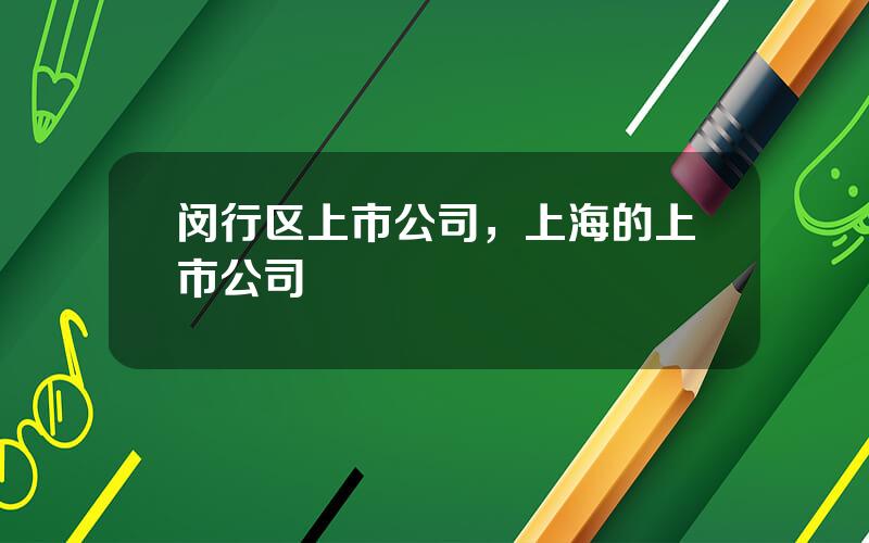 闵行区上市公司，上海的上市公司